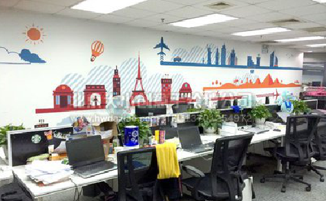 海宁教你设计办公室墙绘的方法。